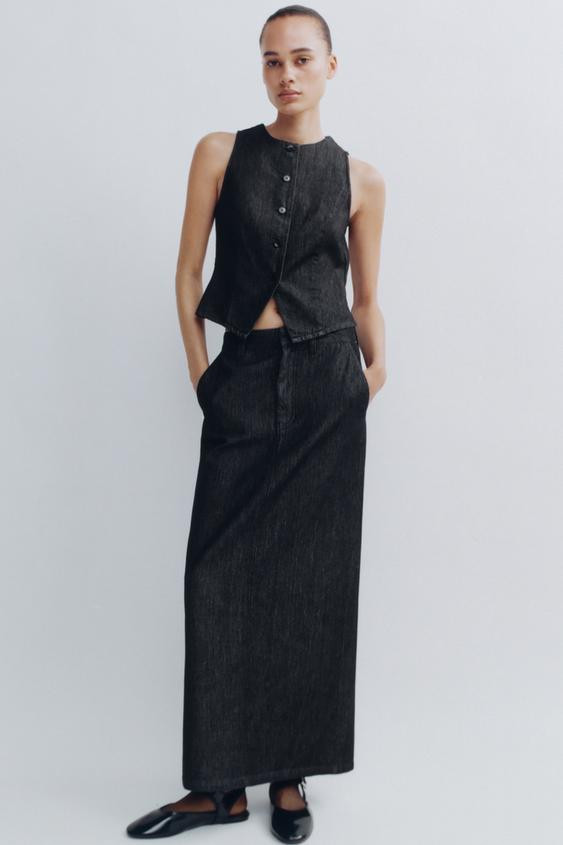 TRF DENIM MIDI SKIRT | Zara US