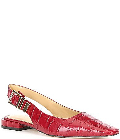 Michael Kors Darrington Crocodile Embossed Leather Slingback Flats - 5.5 | Dillard's