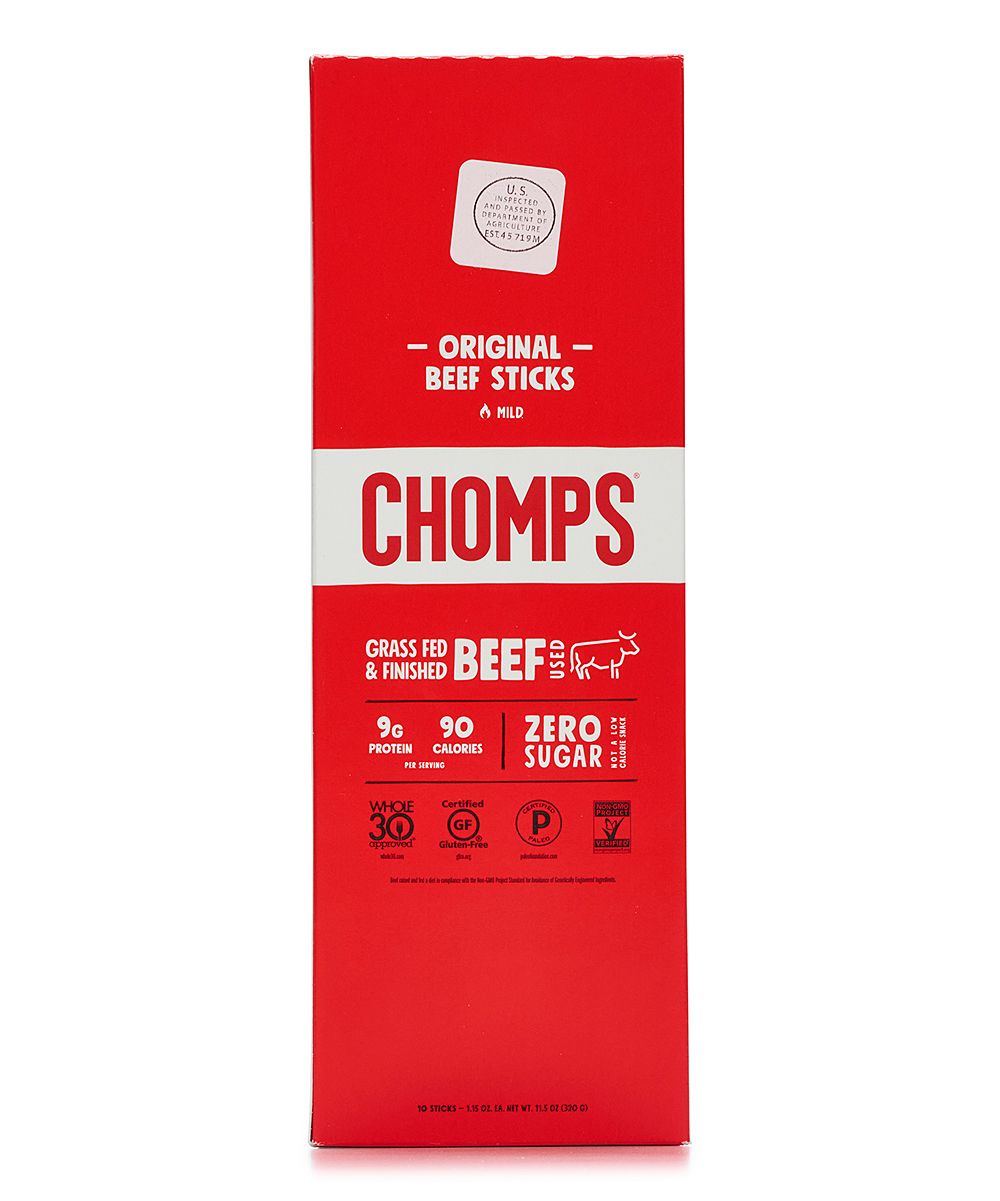 CHOMPS Jerkies - Grass-Fed Original Beef Sticks - Pack of 10 | Zulily