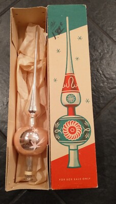 Vintage Shiny Brite Glass Tree Topper Pink &amp; Silver Mica Shooting Stars Germany   | eBay | eBay US
