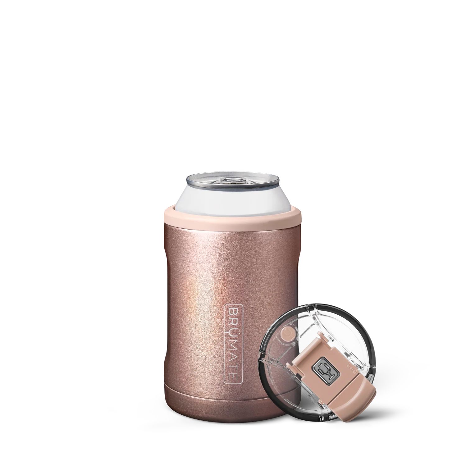 Hopsulator Vacuum Insulated Can Cooler and Tumbler (12oz cans) - Glitter Rose Gold | BruMate