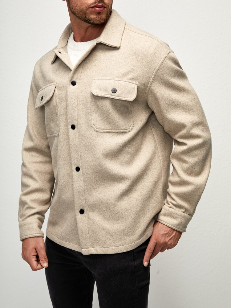 SHEIN Men Flap Pocket Overcoat | SHEIN