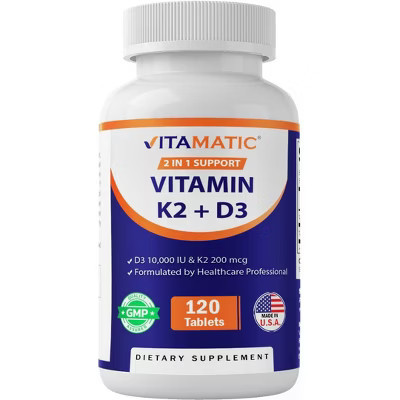 Vitamin D3 K2 Supplements with 10,000 IU Vitamin D + 200mcg Vitamin K MK-7, 120 Tablets | Target