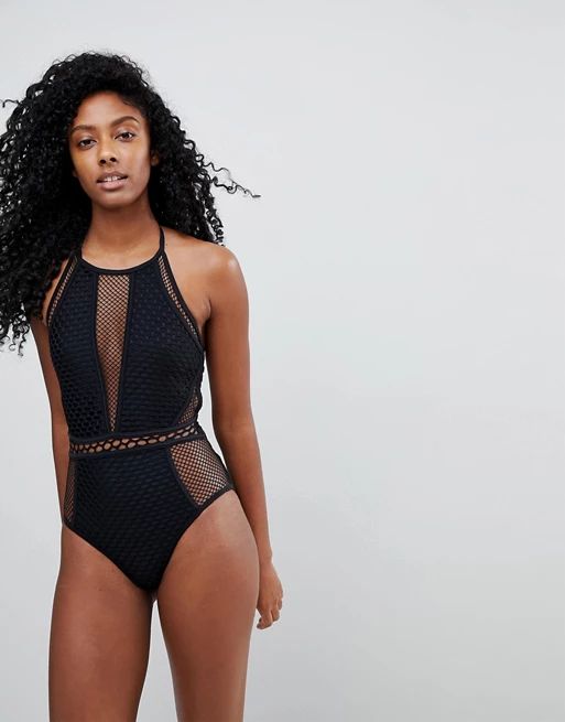 New Look Mixed Mesh Swimsuit | ASOS US