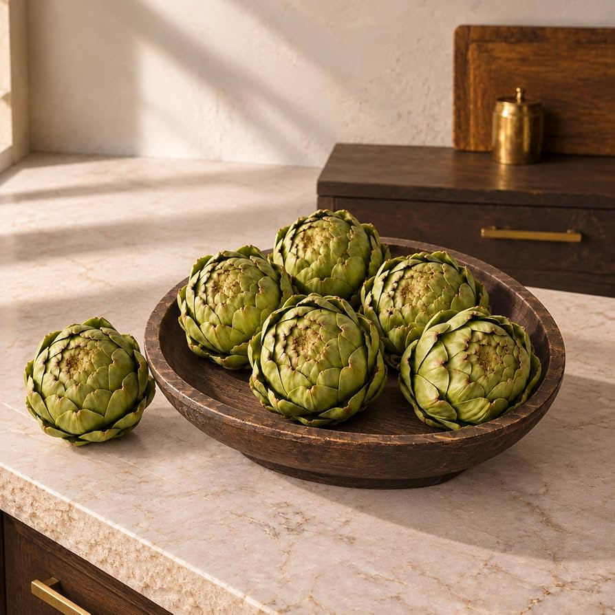 Timgle 6 Pcs Green Faux Artichokes for Decoration Bowl,Large | Amazon (US)