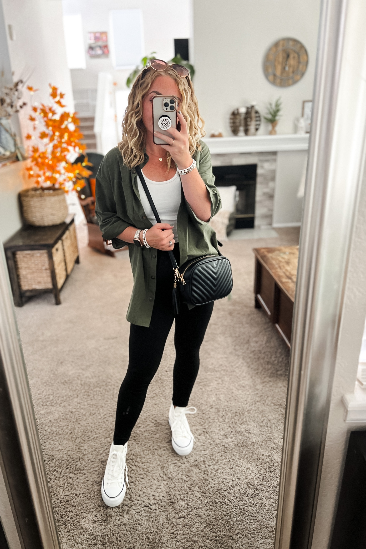 Olive green button up, platform converse, and leggings for fall 🍂
Everything that’s true to size

womens fashion
Casual outfit,
Fall outfits,
Fall 2023
Fall Fashion, 
Fall outfit inspo
 Fall outfit, fall work outfits, fall outfits women, casual ootd, mom outfit, everyday outfits, weekend outfits, amazon fashion, amazon Fall  favorites,mom ootd, casual fashion, Fall outfit ideas, casual Fall  day outfit, fall fashion trends, trendy mom outfits Fall, amazon Fall favorites, amazon finds, comfy Fall outfits, size 6 petite outfits, easy mom outfits,  brunch outfit, cute casual style, style over 30, casual mom style, affordable fashion, preppy outfits Fall , early fall transition outfits,  amazon tops, casual wearing, casual top, leggings outfit,

#LTKfindsunder50 #LTKitbag #LTKstyletip