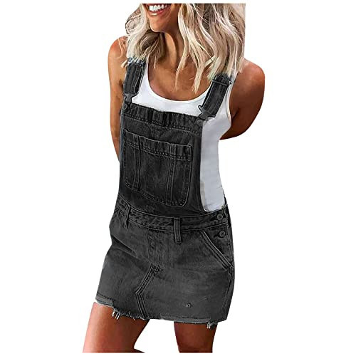 Denim Overall Dress Overalls for Women Shorts Pink Overalls Women Overall Shorts for Women Denim Overalls for Women Shorts Date Night Outfit for Women Denim Rompers for Women Grey L | Amazon (US)