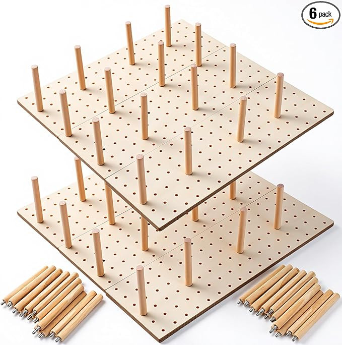 6 Pcs Wood Pegboard Drawer Organizer with 48 Pegs, Wooden Peg Board Drawer Shelf Organizer Adjust... | Amazon (US)
