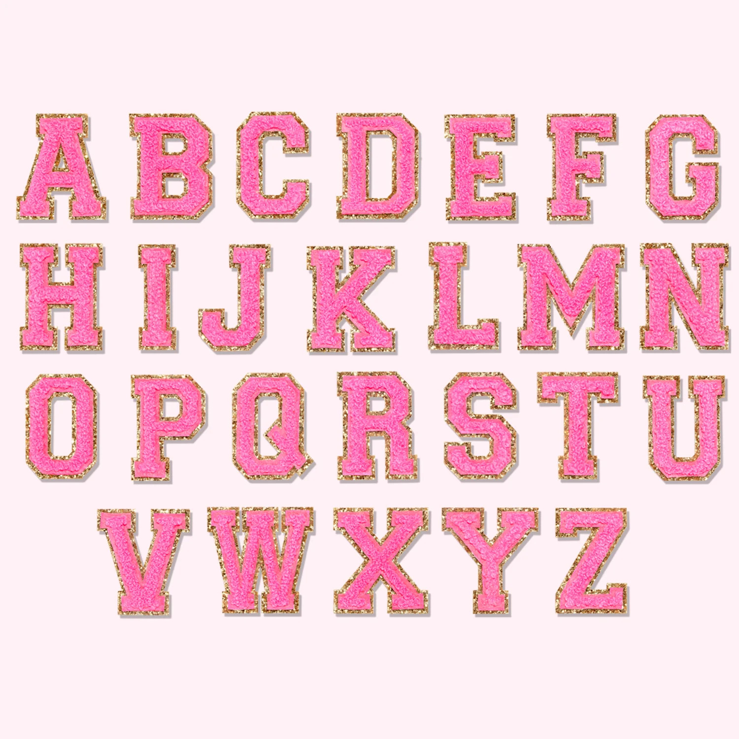 Bubblegum Glitter Varsity Letter Patches | Stoney Clover Lane | Stoney Clover Lane