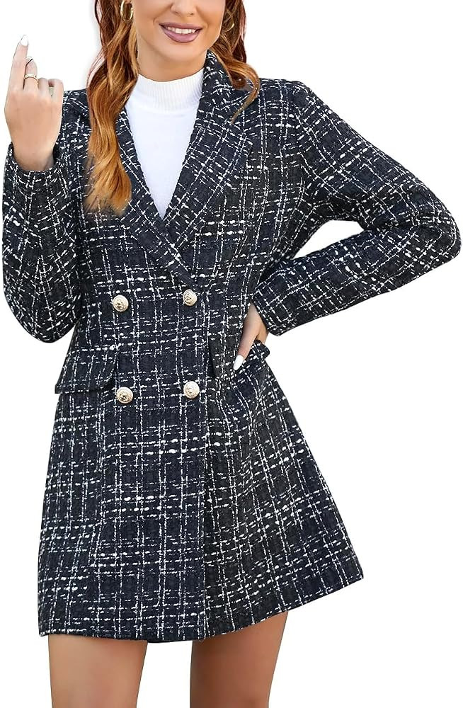 IDEALSANXUN Womens Fall Winter Wool Coats Double Breasted Midi Peacoat Trench Coats | Amazon (US)