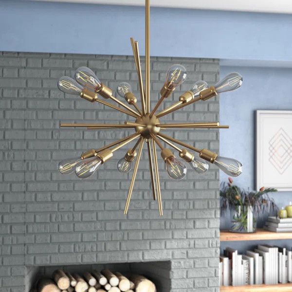 Corona 12-Light Sputnik Modern Linear Chandelier: drawing | Wayfair North America