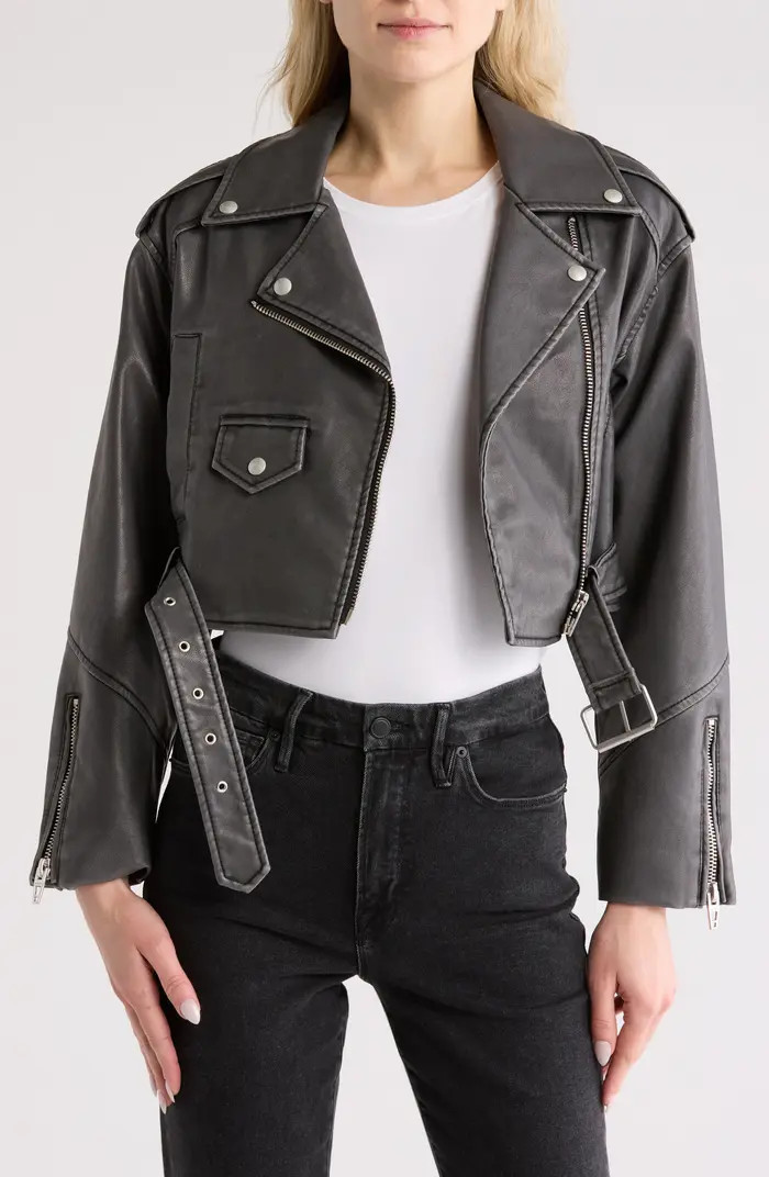 BLANKNYC Back in Time Faux Leather Crop Moto Jacket | Nordstromrack | Nordstrom Rack