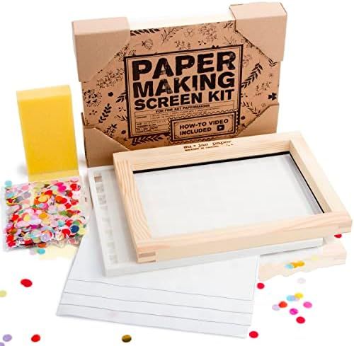 Waterproof Paper Making Screen Kit to Craft Your Own Handmade A5 Paper: Wood Deckle, Mesh Screen, Pl | Amazon (US)