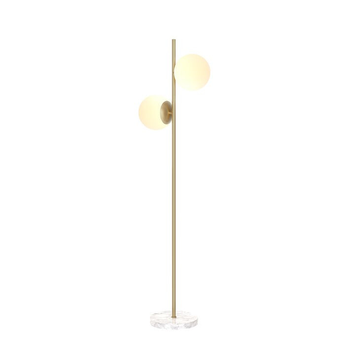 Castell 2 Globe Floor Lamp, Aged Brass | Lights.com