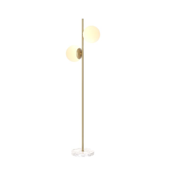 Castell 2 Globe Floor Lamp, Aged Brass | Lights.com