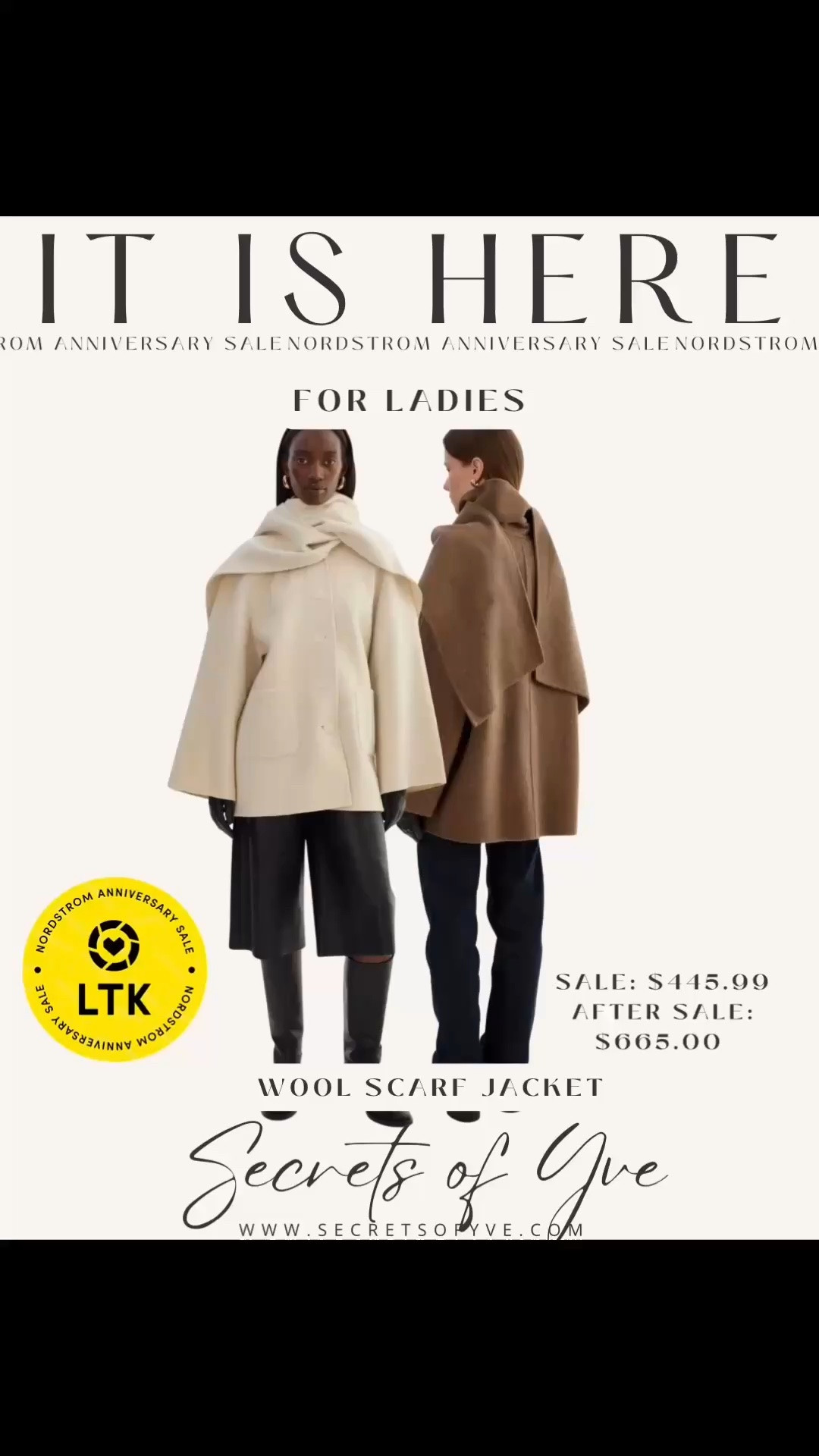 SecretsofYve: Nordstrom Anniversary Sale - this stunning coat comes in 3 shades & has a draping scarf attached. NSALE. 
#Secretsofyve #ltkgiftguide
Always humbled & thankful to have you here.. New posts daily at 3pm & 4:15pm EST. 
CEO: PATESI Global & PATESIfoundation.org
@secretsofyve : where beautiful meets practical, comfy meets style, affordable meets glam with a splash of splurge every now and then. I do LOVE a good sale and combining codes! #ltksalealert #ltku #ltkplussize #ltkmidsize #ltkover40 #ltkpetite #ltktall #ltkvlog #ltktravel #ltkbump #ltkootd #ltkmomlife secretsofyve

#LTKSeasonal #LTKWorkwear #LTKWedding