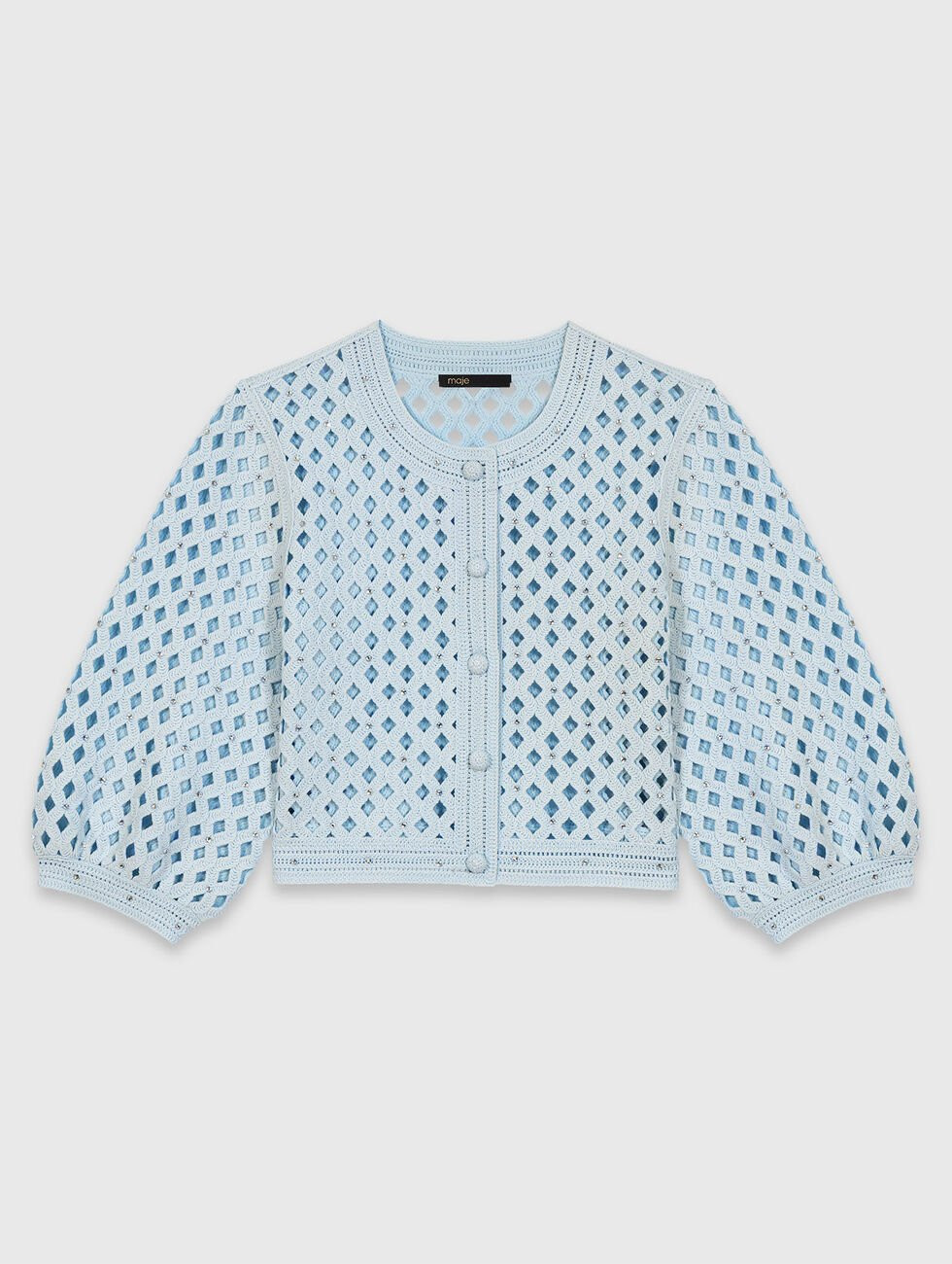 Rhinestone crochet cardigan Blue for Women | Maje | Maje US