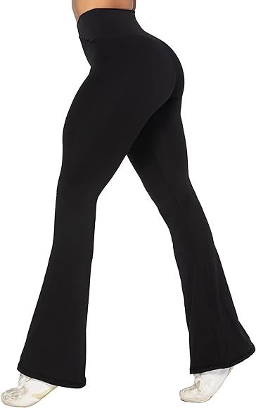 Sunzel Womens Flare Leggings with Tummy Control Crossover Waist and Wide Leg | Amazon (US)