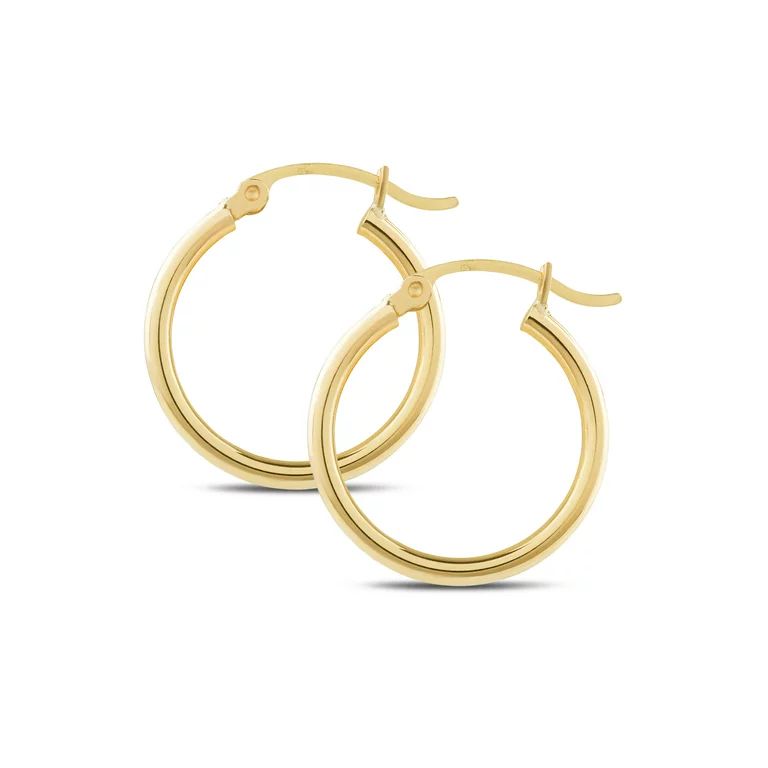 14k Yellow Gold Classic Shiny Polished Round Hoop Earrings for Women, 2mm Tube x 10-65mm Diameter... | Walmart (US)