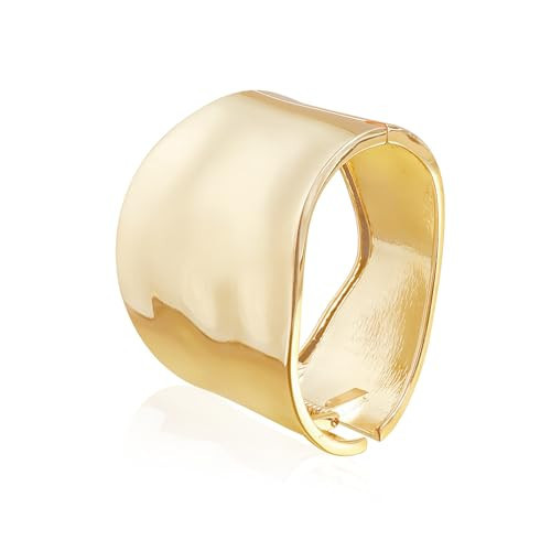 ZGHQHCDRH Gold Bangle Bracelet for Women | 14K Gold Plated Chunky Bracelet | Hinged Open Trendy Wide Bracelet for Women | Amazon (US)