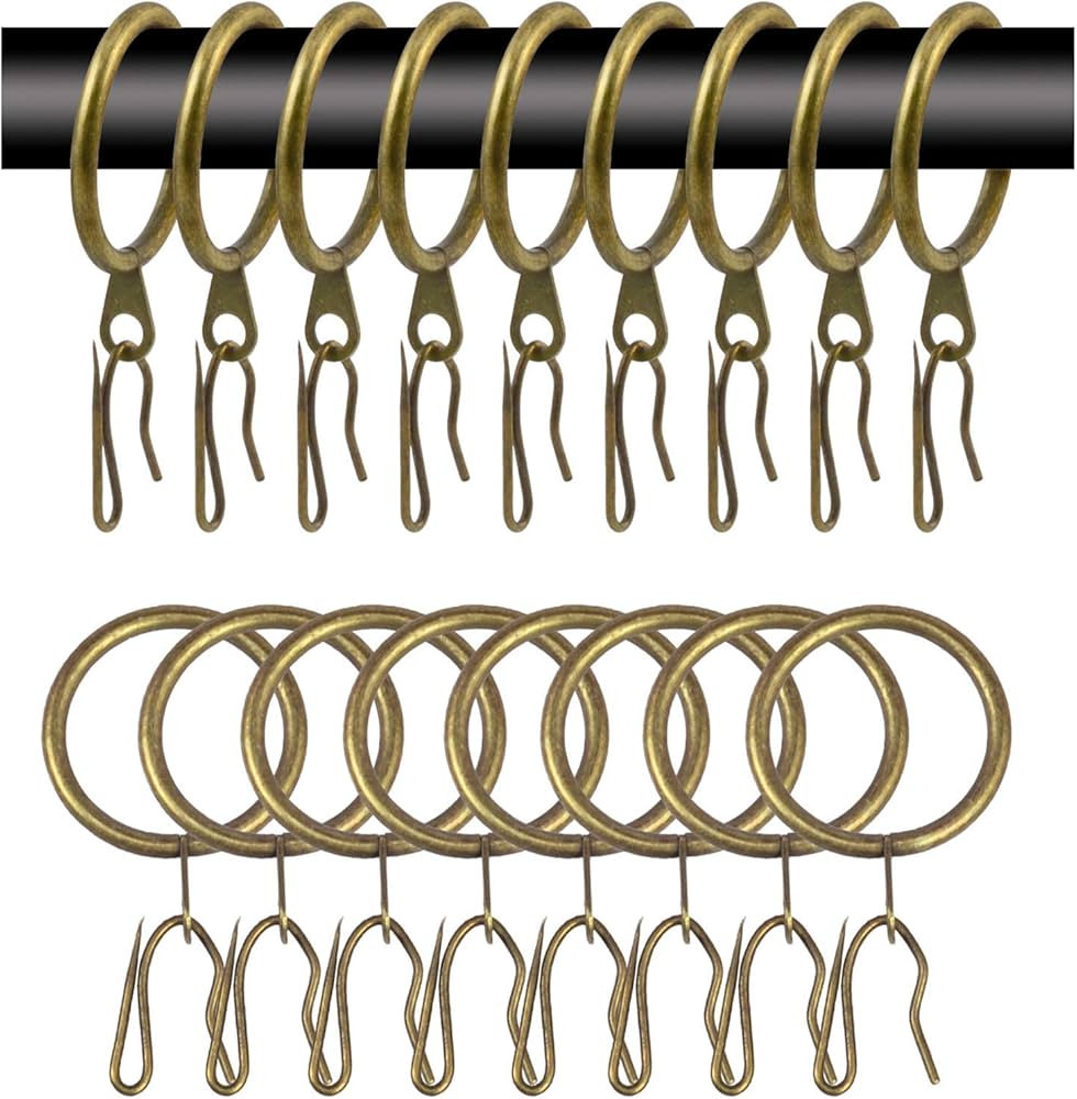 40 Pcs Metal Curtain Drapery Rings Curtain Rod Rings and 40 Pcs Metal Curtain Drapery Hooks Drape... | Amazon (US)
