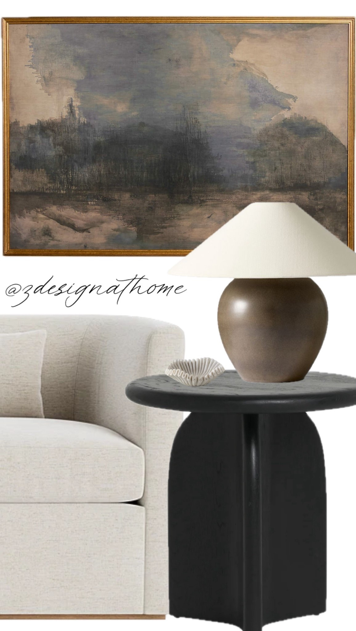 Working in a corner of the living room.  This brown lamp arrived yesterday and I’m obsessed with the shape and the awesome lamp shade!.  I almost ordered this  oversized canvas framed art too but opted for the more affordable version from Target (linked in similar), but love them both!

Living room decor, black side table, off white, cream, beige sofa, crate and barrel, lulu and Georgia, west elm, home decor, marble ruffle bowl  

#LTKHome #LTKStyleTip #LTKSaleAlert
