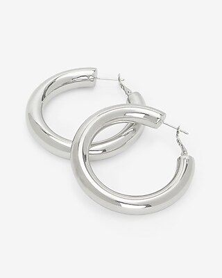 Thick Metal Medium Hoop Earrings | Express