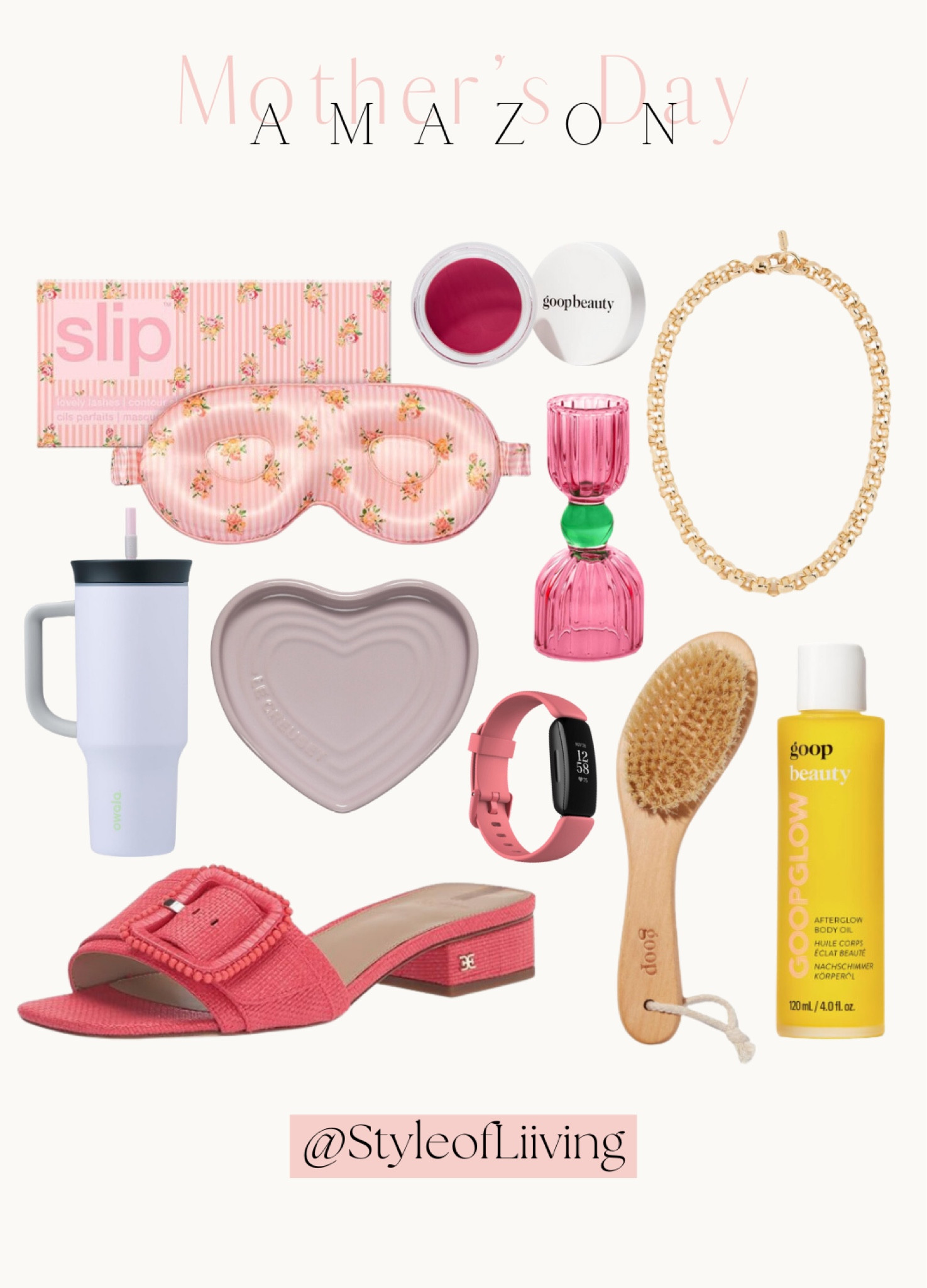 Mother’s Day gift ideas! Tumblers, heels, sandals, body oil, body dry brush, necklaces, spoon rest, sleep masks, watches, cocktails, makeup. #founditonamazon #mothersday2024 

#LTKover40 #LTKGiftGuide #LTKfamily