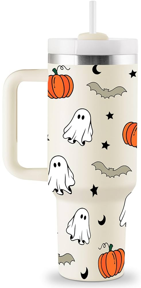 40 oz Halloween Tumbler with Handle & Straw - Pumpkin Ghost Halloween Gifts for Women, Teens, Adu... | Amazon (US)