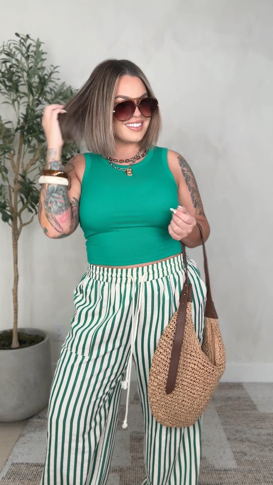 Tank L 
Pants size up 2 sizes because they run very small I’m doing a xxl and they fit a little baggy just how I like them. First I ordered the xl and they were so tight I had to return. 
#amazon

#LTKootd #LTKSaleAlert #LTKMidsize
