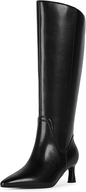 Knee High Boots Womens Pointed Toe 2.17-Inch Kitten Heel Side Zipper Fall Long Tall Boots for Wom... | Amazon (US)
