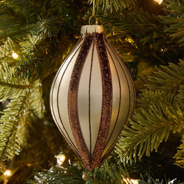 Glass Glitter Drop Ornament - Brown | West Elm (US)