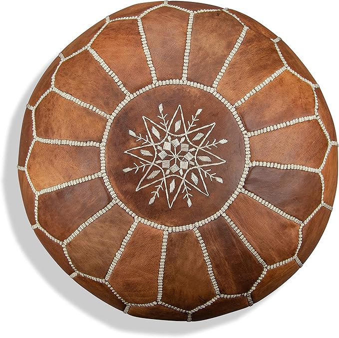 Premium Moroccan Leather Pouf - Handmade - Delivered Stuffed - Ottoman, Footstool, Floor Cushion ... | Amazon (US)