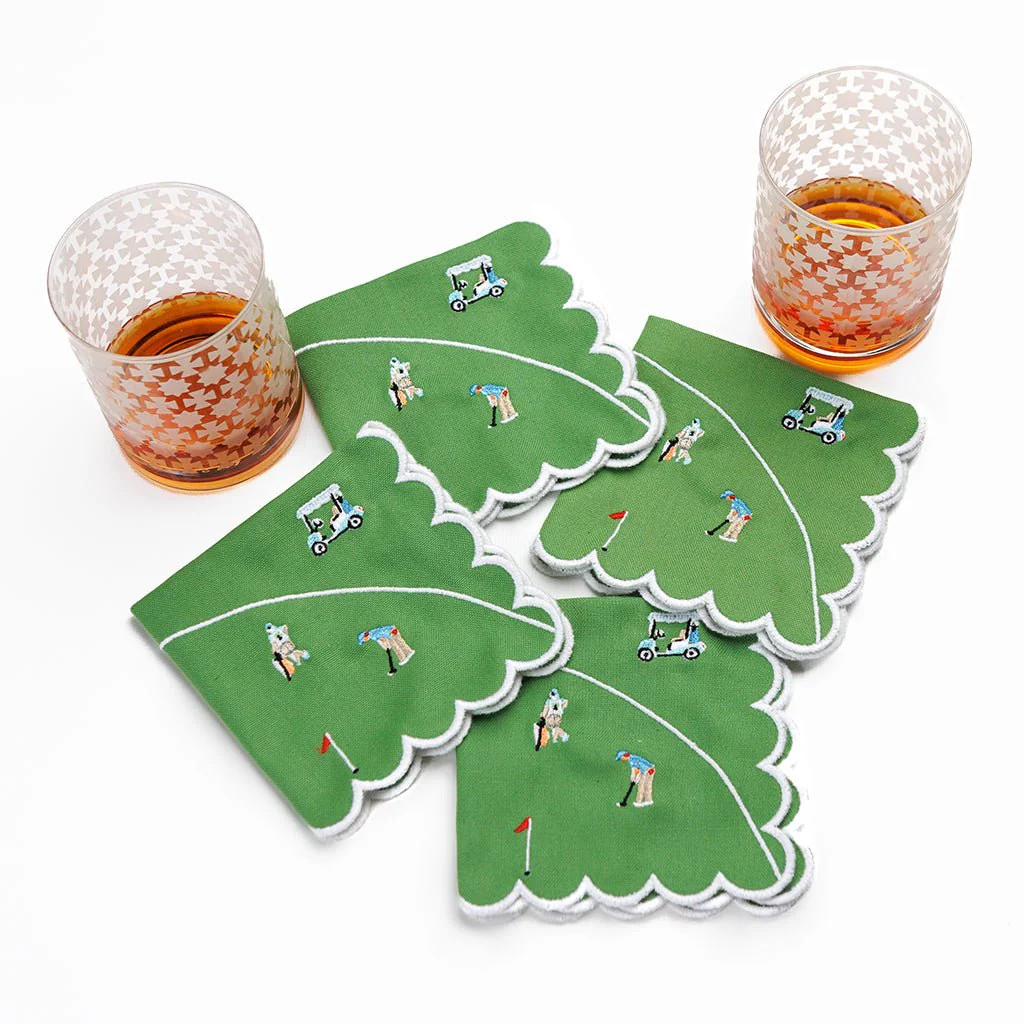 Day at the Golf Course Cocktail Napkin | Set of 4 | Pomegranate