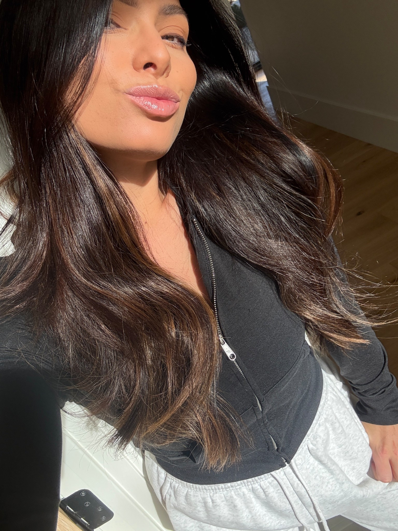 Makeup done. Wearing one of my favorite combos with the Halo Mini full zip and Phoenix wide leg sweats.

#LTKgrwm #LTKHome #LTKootd