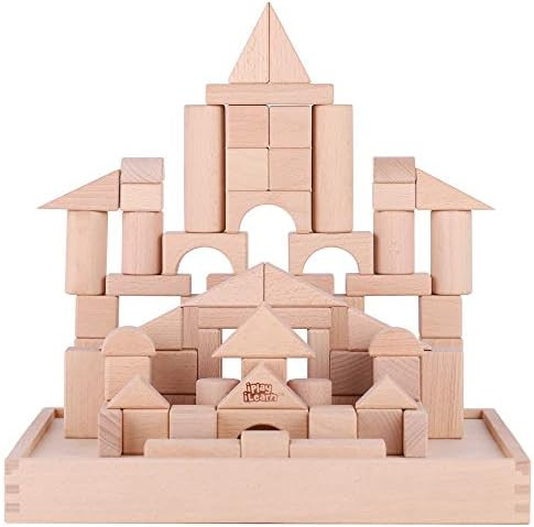 iPlay, iLearn Toddler Wooden Building Block Toys, 72 PCS Kids Natural Wood Stacking Blocks Set St... | Amazon (US)