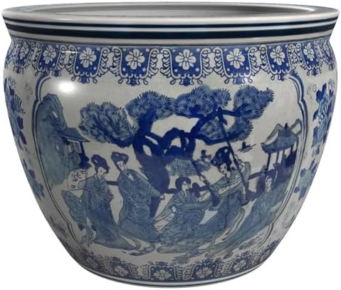 Red Lantern 12" Ladies Blue & White Porcelain Fishbowl Planter or Cachepot for Indoor/Outdoor Use... | Amazon (US)