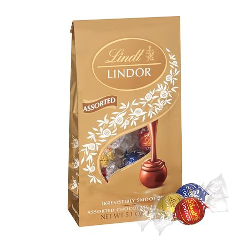 Lindt LINDOR Assorted Chocolate Candy Truffles, Chocolate with Smooth, Melting Truffle Center, 5.1 oz. Bag | Amazon (US)