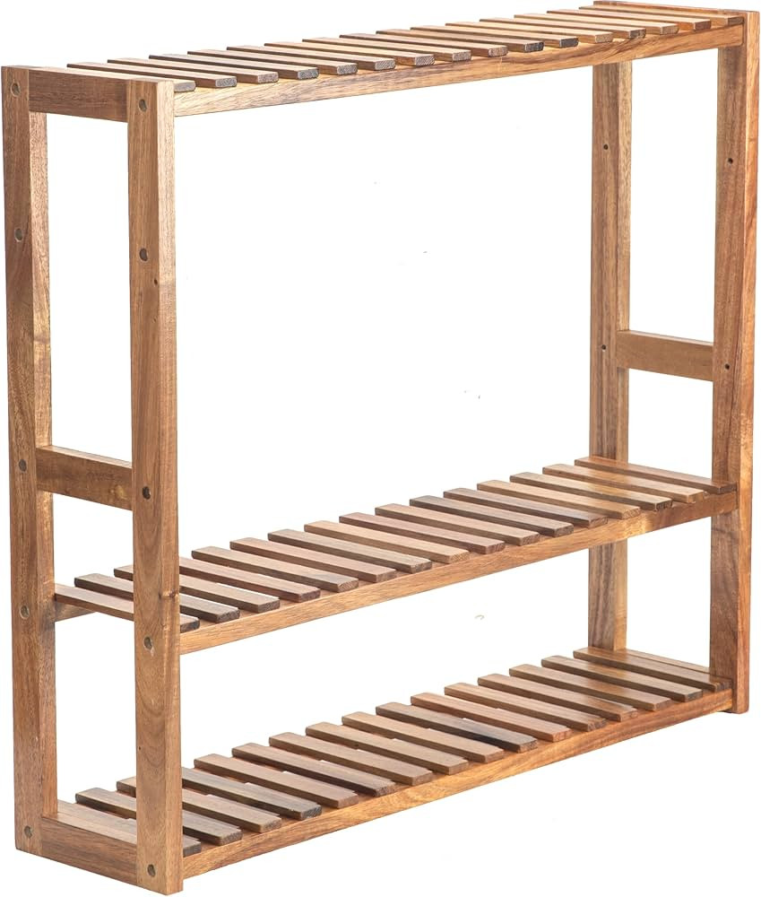 3 Tier Wood Shelf, with Adjustable Layer, Multifunctional Standing Shelf Units for Bathroom, Livi... | Amazon (US)