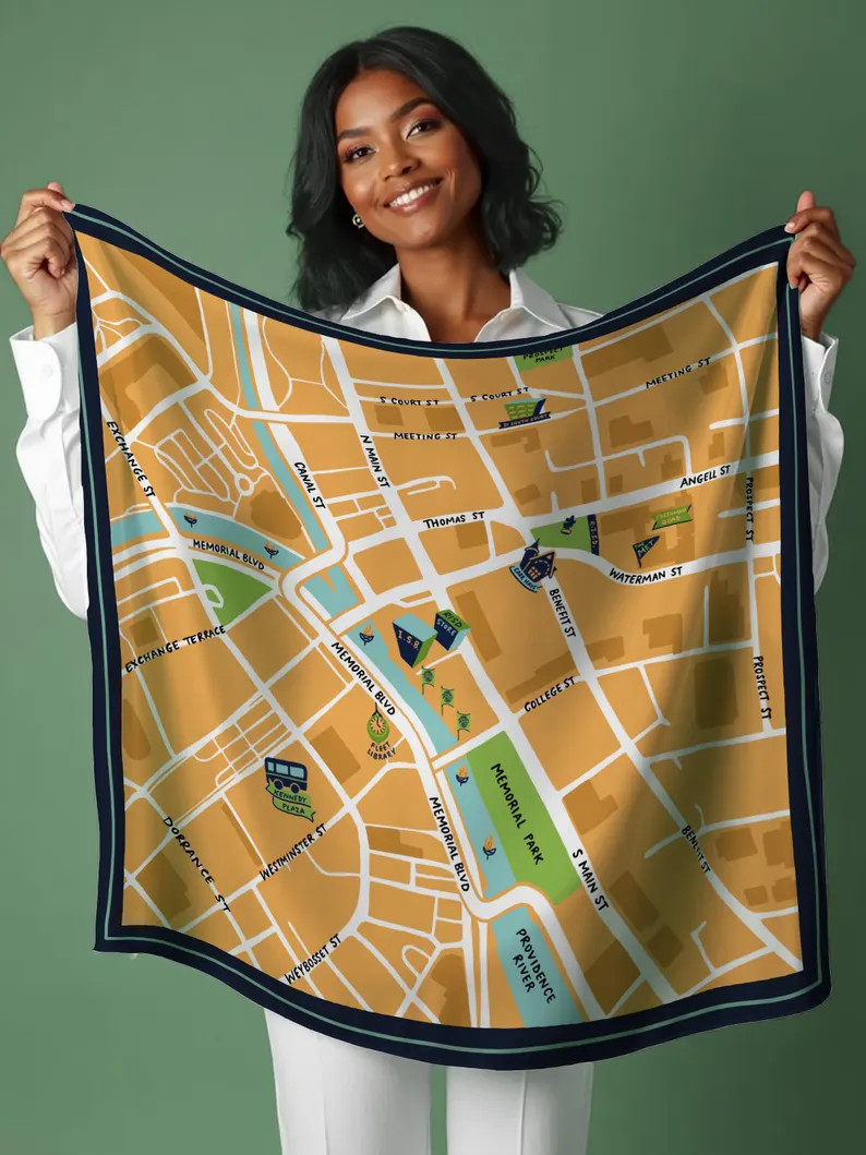 Custom Illustrated Map Scarf | Personalize with Your Special Places | Silk Story Scarf Unique Kee... | Etsy (US)