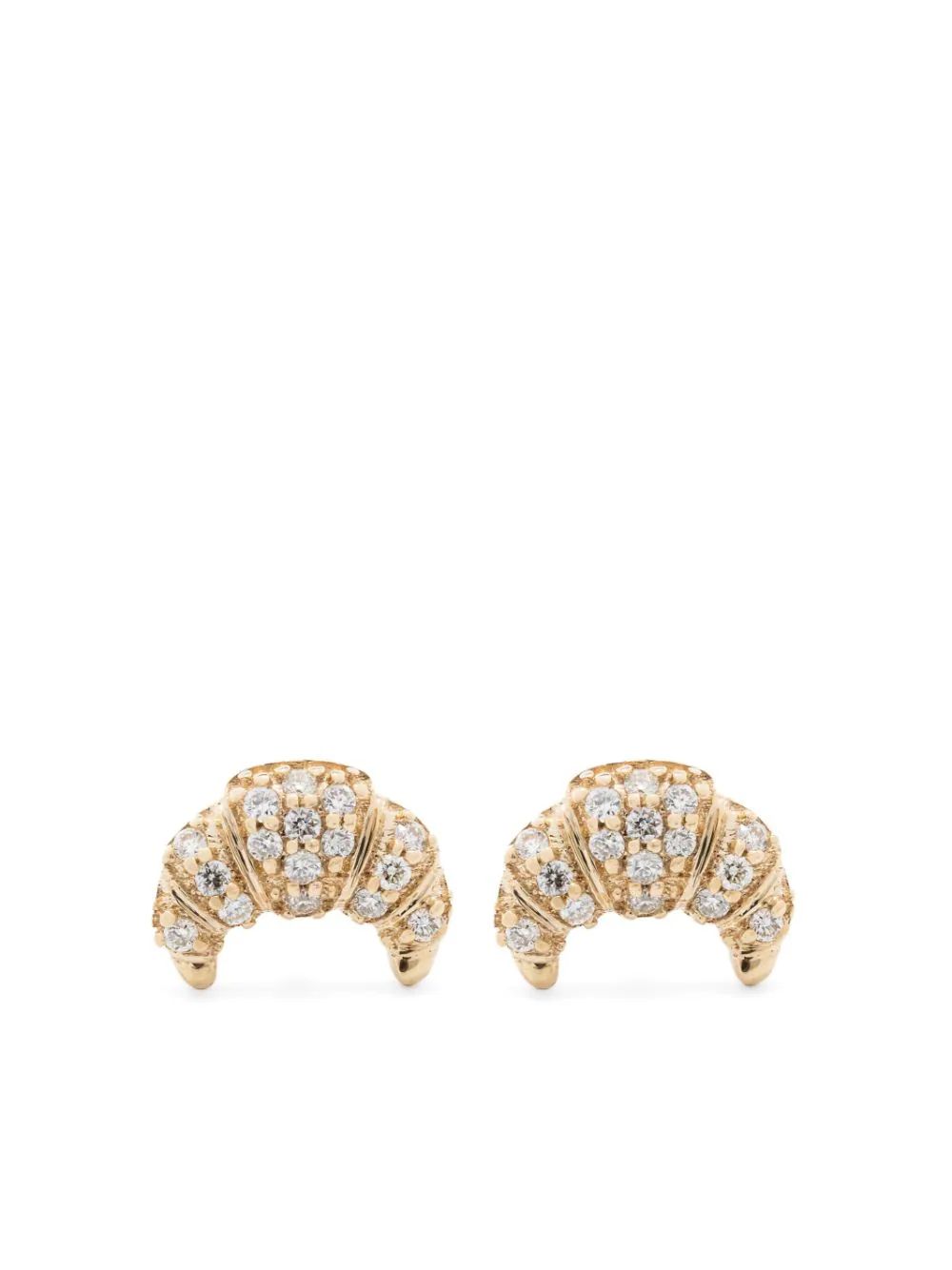 14kt yellow gold Small Croissant diamond stud earrings | Farfetch Global