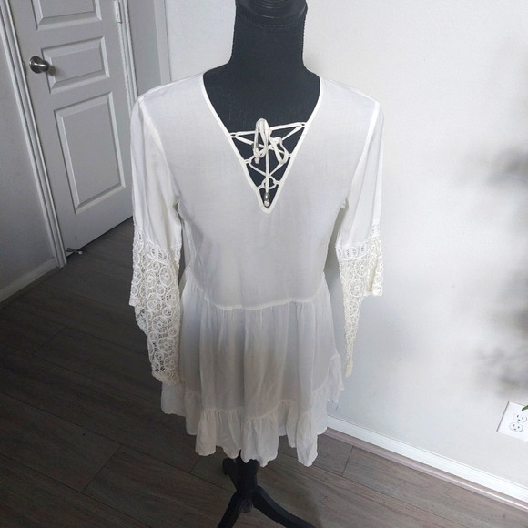 Melissa Paige Boho Flowy White Mini Dress Size XS | Poshmark