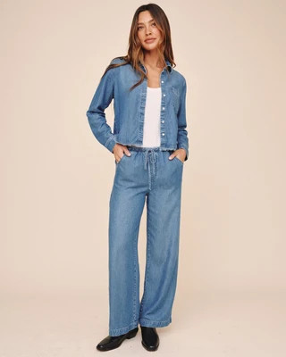 Fray Hem Cropped Button Down - Indigo Mist Wash | Bella Dahl