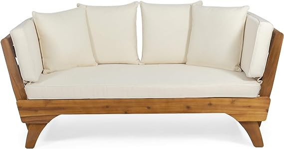 Christopher Knight Home Patrick Outdoor Acacia Wood Expandable Daybed with Water Resistant Cushio... | Amazon (US)