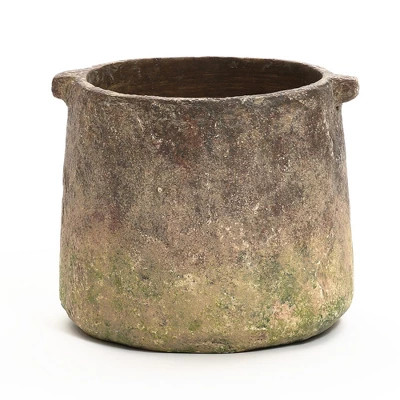 LuxenHome Rustic Ginger Root Brown Cement 8.9-Inch Tall Indoor and Outdoor Cylinder Vase | Target