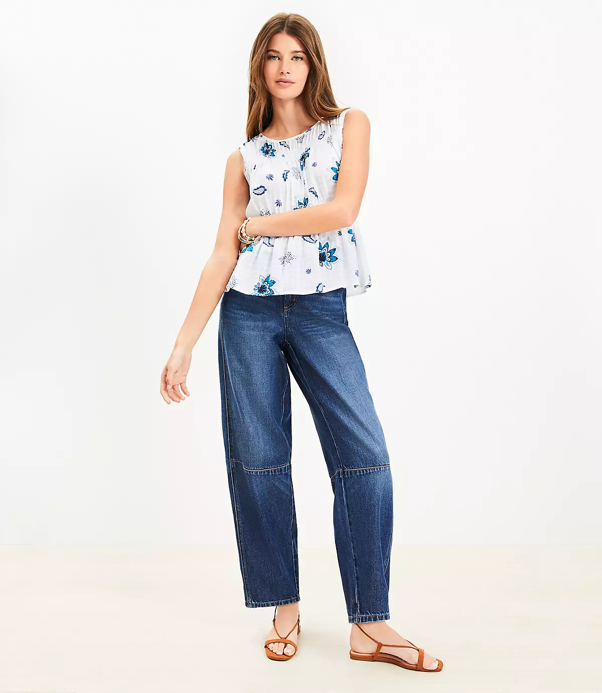 Paisley Plaid Smocked Peplum Top | LOFT