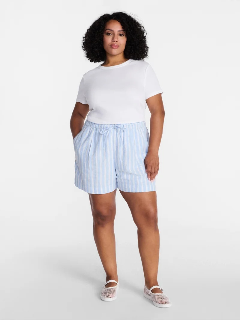 Time and Tru Women's Linen Blend Shorts, Sizes XS-XXXL - Walmart.com | Walmart (US)