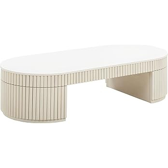 Tov Furniture Bella Cream Oval Coffee Table | Amazon (US)