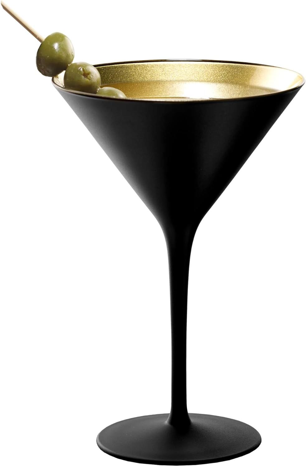 Stolzle Lausitz Olympia Black and Gold German Made Crystal Martini Glass, Set of 6 | Amazon (US)