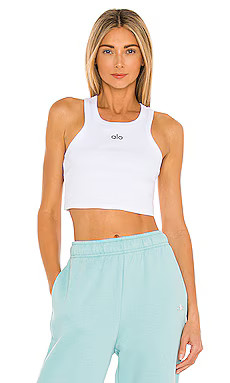 alo Aspire Tank in White & Black from Revolve.com | Revolve Clothing (Global)
